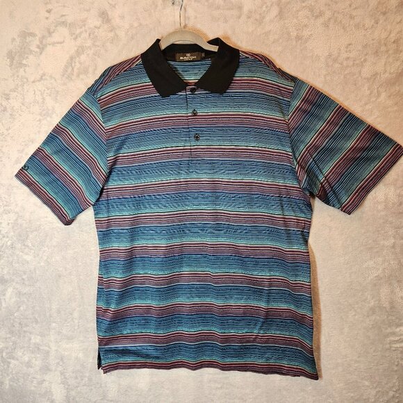 Bugatchi Uomo  Mens L Multicolor Striped Polo Shirt 100%  Cotton Casual golf - Picture 1 of 9